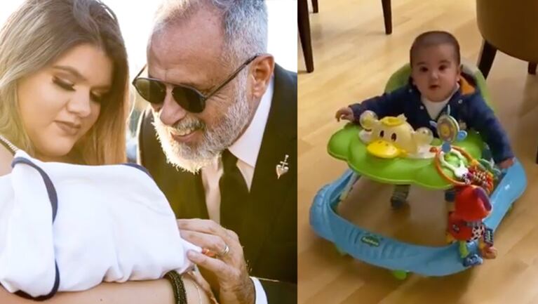 Jorge mostró a su nieto divirtiéndose en su casa.