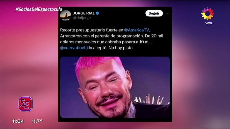 Jorge Rial aseguró que Marcelo Tinelli aceptó reducir su sueldo a la mitad.
