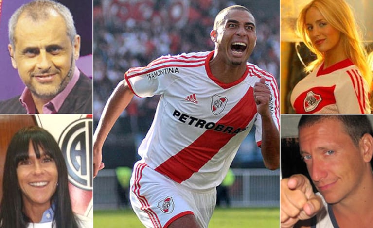 Jorge Rial, Caro Baldini, Luli Salazar y Nico Vázquez, cuatro fanas de River que festejaron en Twitter. (Fotos: Ole.com y Web)