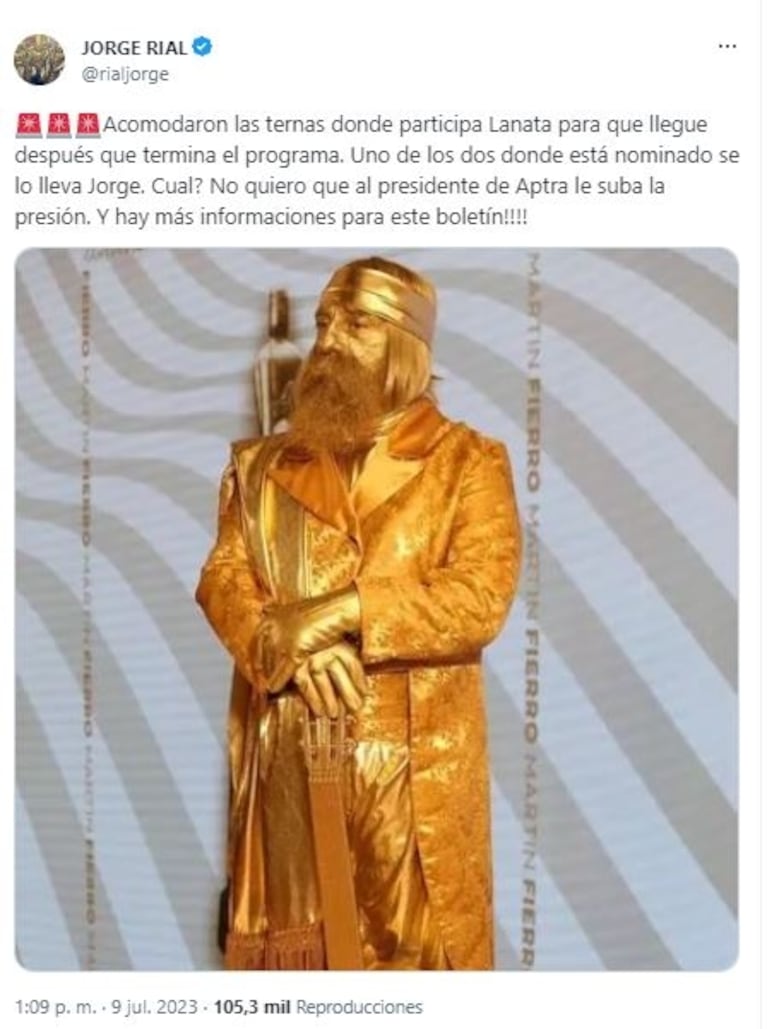 Jorge Rial chicaneó a Luis Ventura y reveló que Jorge Lanata será premiado en los Martín Fierro 2023