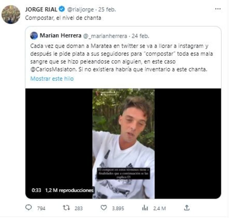 Jorge Rial cruzó fuerte a Santi Maratea: "La careta se te está cayendo"