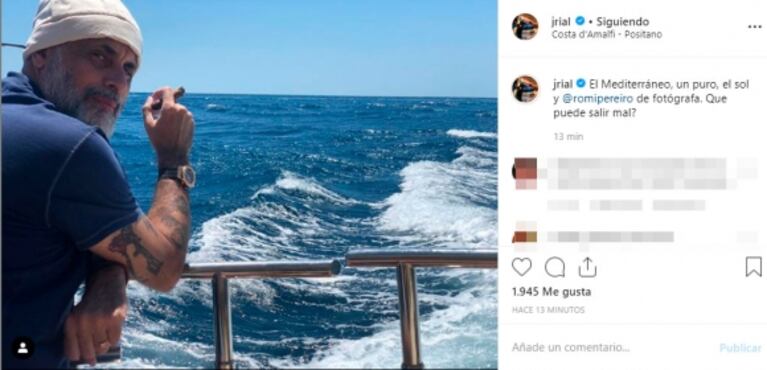 Jorge Rial, fotos de su luna de miel con Romina Pereiro en Italia y mensaje de amor: "No podés ser tan linda"