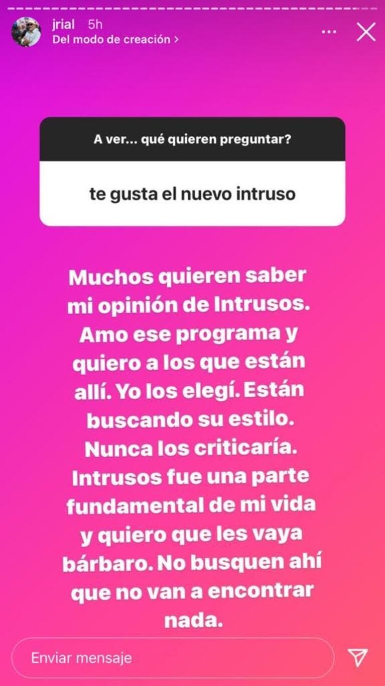 Jorge Rial habló sin filtros de su salida de Intrusos y de la nueva etapa del programa: "Nunca los criticaría"