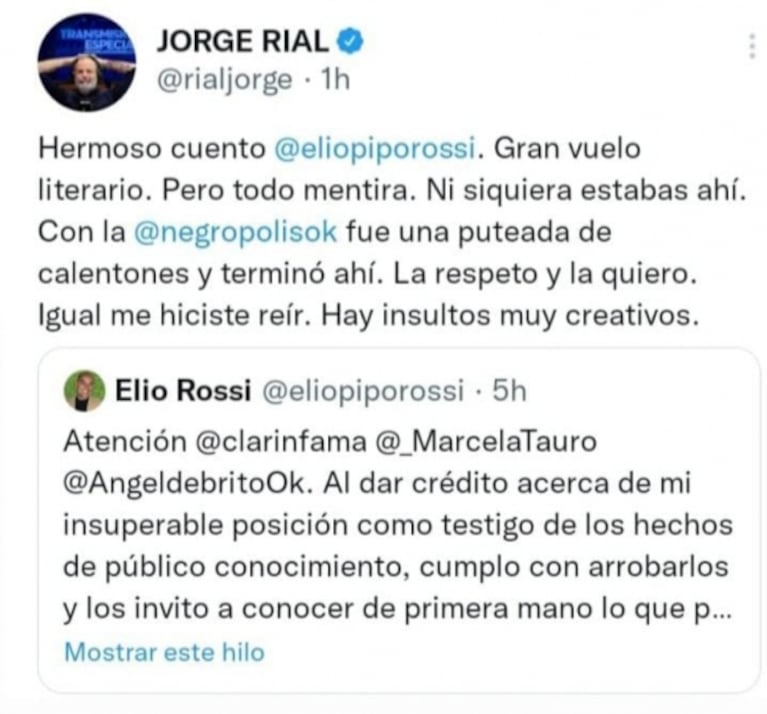 Jorge Rial, irónico sobre su pelea con la Negra Vernaci: "Fue un cruce de calentones y terminó ahí”