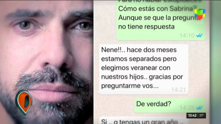 Jorge Rial mostró sus chats privados de WhatsApp con Luciano Castro y Sabrina Rojas sobre la separación