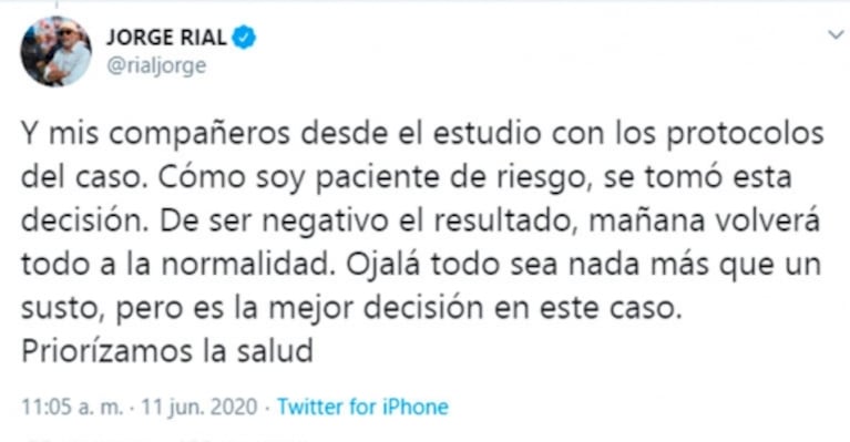 Jorge Rial no estará en el piso de Intrusos y conducirá desde su casa: "Se tomó esta decisión"