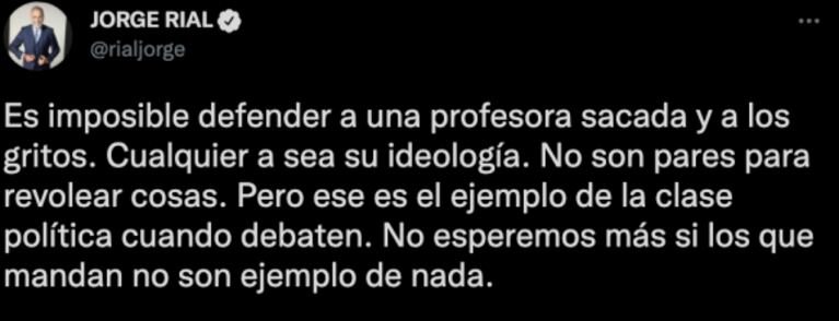 Jorge Rial opinó contundente sobre el video viral de la docente gritándole a un alumno por pensar diferente: "Imposible defenderla"