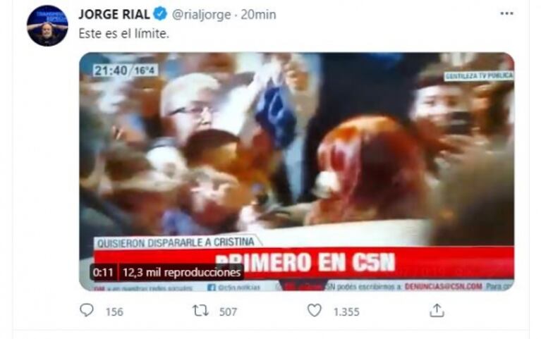 Jorge Rial reaccionó fuerte luego de que un hombre apuntara con un arma a Cristina Fernández de Kirchner: "Esto es gravísimo"