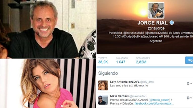 Jorge Rial volvió a seguir a Loly en Twitter. (Fotos: archivo Web y @rialjorge)