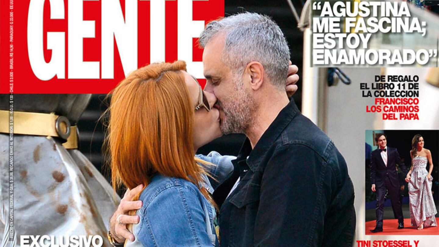 Jorge Rial y Agustina Kämpfer: ‘besazo’ de tapa. (Foto: revista Gente)