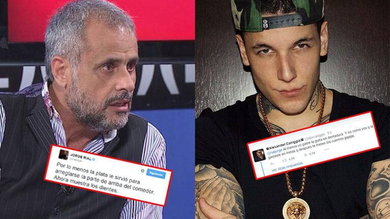 Jorge Rial y Alexander Caniggia, nuevo round en Twitter (Fotos: Web). 