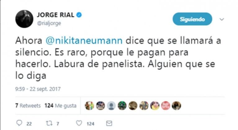 Jorge Rial y un picante "palito" para Nicole Neumann: "Ahora dice que se llamará a silencio. Alguien que le diga que labura de panelista"