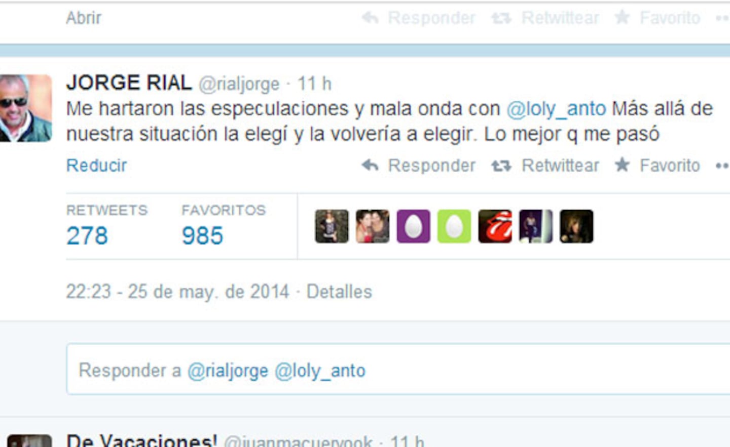 Jorge Rial y un tierno mensaje en Twitter para Loly (Fotos: Web y Archivo Ciudad.com). 