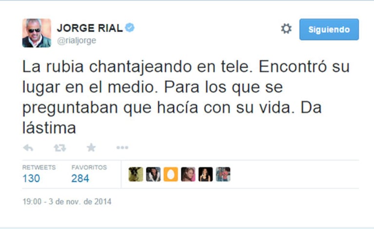 Jorge Rial y un tweet muy picante que muchos asociaron a Luli Salazar (Fotos: Web). 