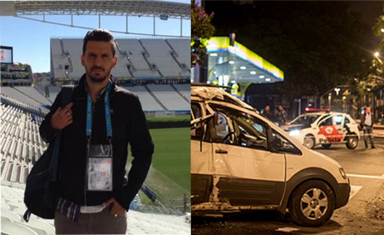 Jorge "Topo" López, el periodista argentino que falleció en Brasil (Fotos: Twitter y Web). 