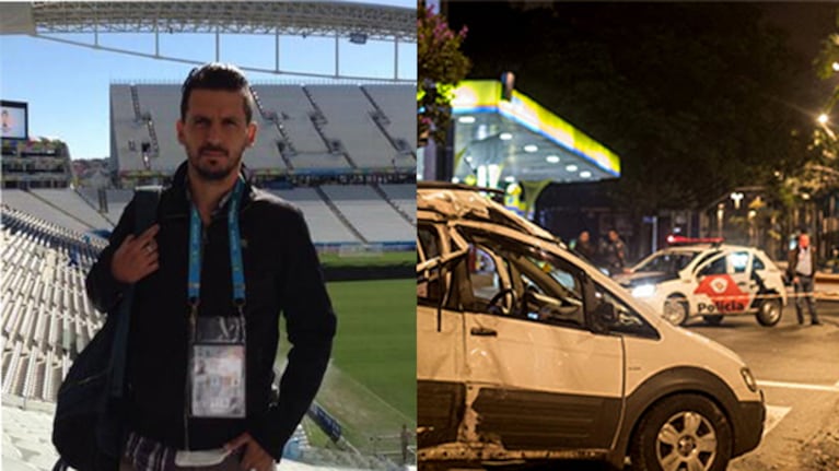 Jorge "Topo" López, el periodista argentino que falleció en Brasil (Fotos: Twitter y Web).