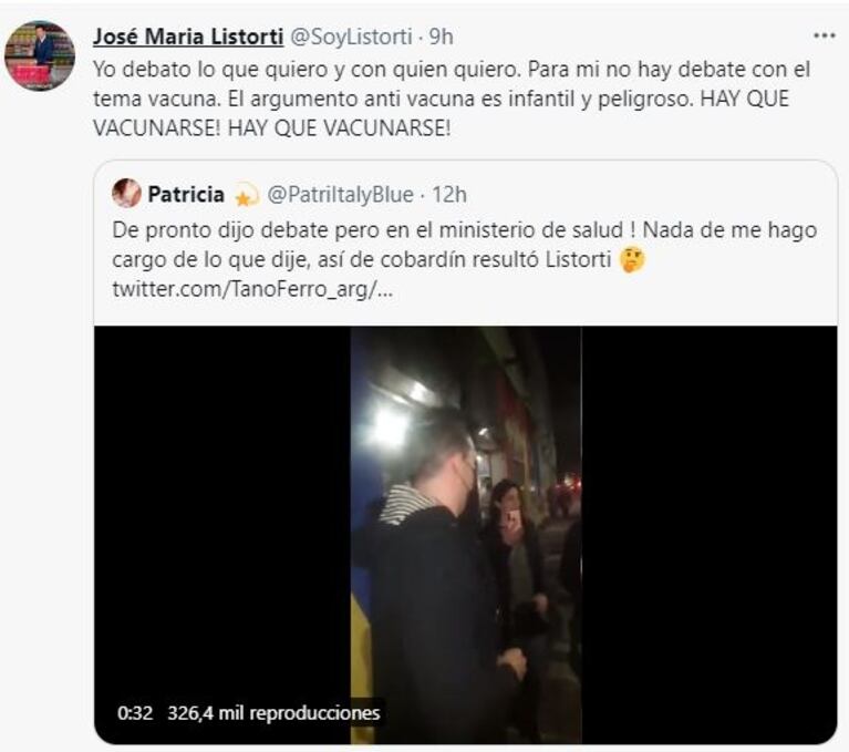 José María Listorti fue increpado en la calle por un grupo antivacunas: "¿Por qué nos querés mandar a una isla?"