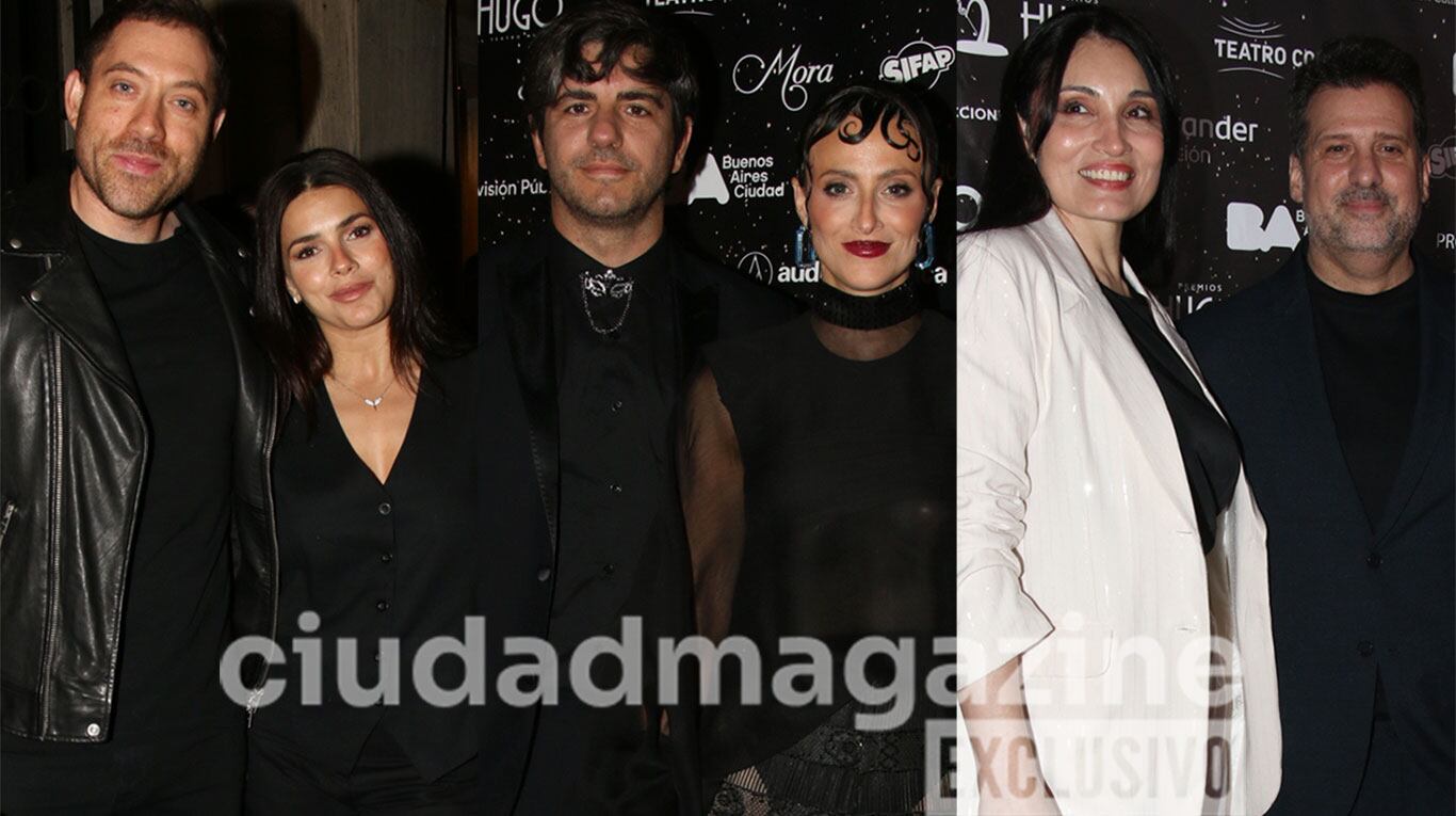 José María Listorti y su esposa Mónica González, Marco Antonio Caponi y Mónica Antonópulos, Natalie Pérez y Tomás Rottenberg en los Premios Hugo 2025 (Fotos: Movilpress).