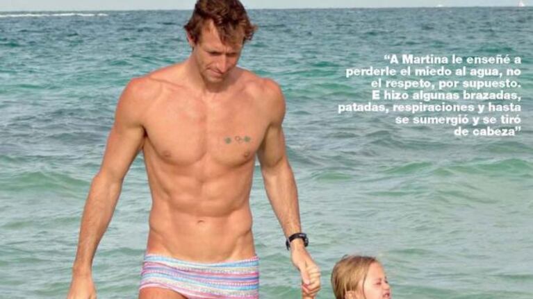 José Meolans, con su hija Martina (3) y una sunga top. (Foto: revista Gente)