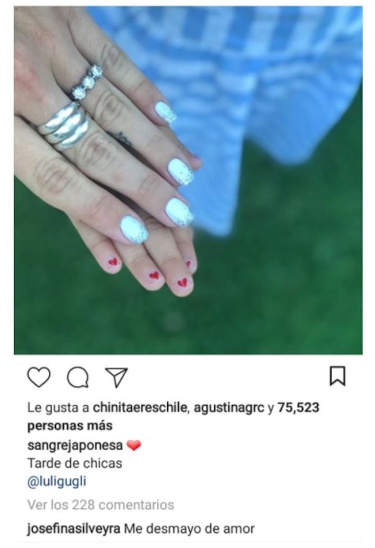 Josefina Silveyra, la novia de Nicolás Cabré, y su amoroso mensaje a la China Suárez en Instagram: "Me desmayo de amor"