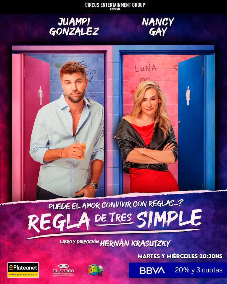 Juampi González y Nancy Gay en Regla de tres simple. (Foto: Prensa)