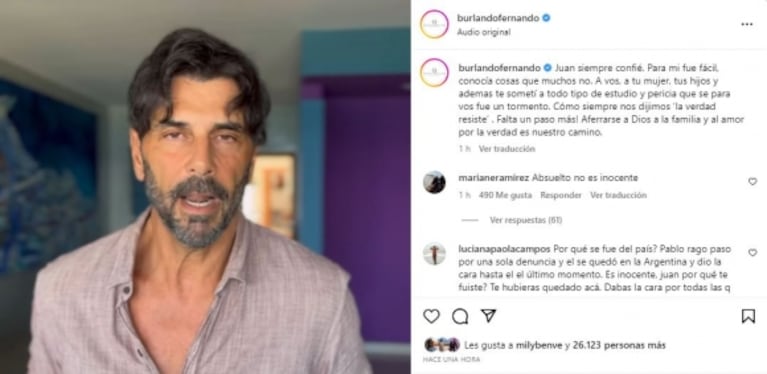 Juan Darthés rompió el silencio tras su absolución: "Hablar de la destrucción de mi vida no tiene sentido"