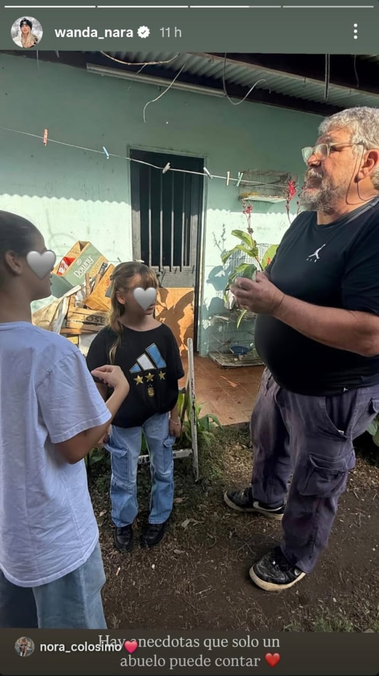 Juan Icardi con sus nietas (Foto: captura de Instagram/@wanda_nara).