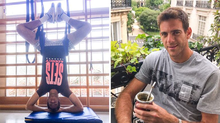 Juan Martín del Potro practica yoga antes de Wimbledon. (Foto Twitter)
