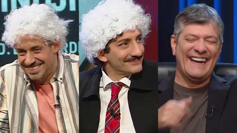Juan Minujín imitando a Guillermo Coppola en Otro Día Perdido (Fotos: capturas eltrece)