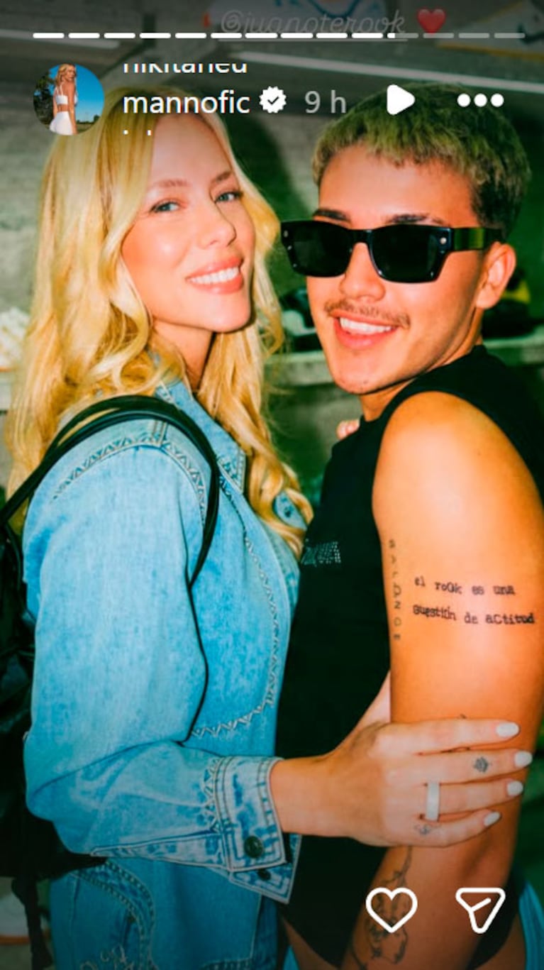 Juan Otero se tatuó una frase icónica de Nicole Neumann (captura de Instagram