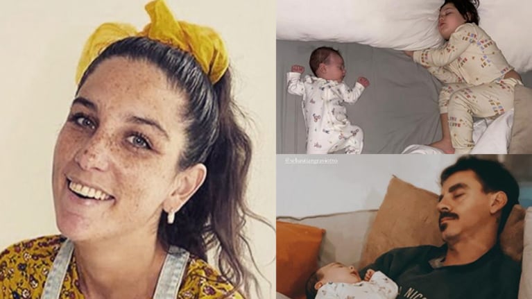 Juana Repetto compartió tiernas postales de sus noches con su bebé, Toro y Sebastián Graviotto.