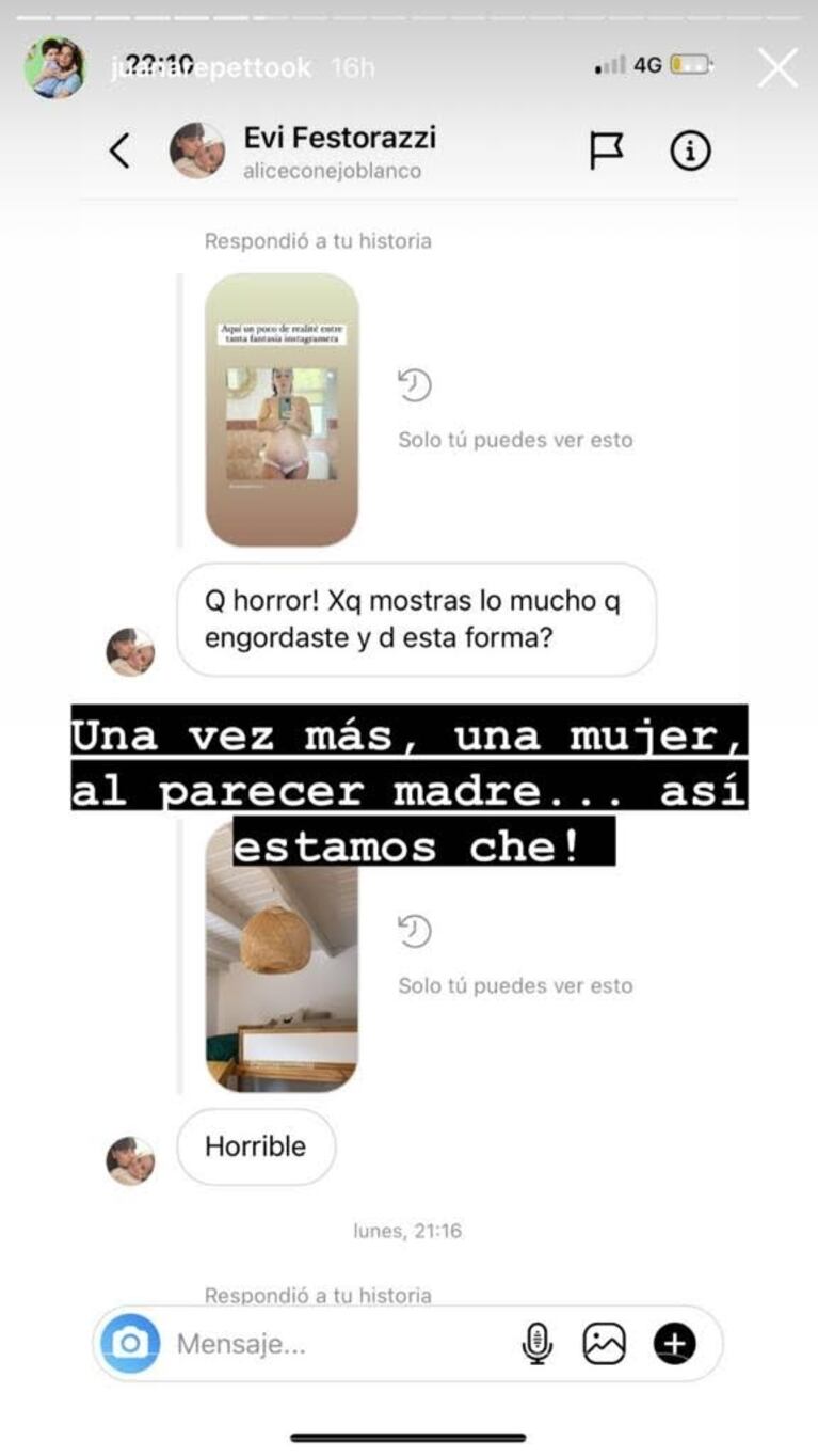 Juana Repetto contestó sin filtro a una mujer que criticó a su hijo: "Nos importa un bledo su opinión"