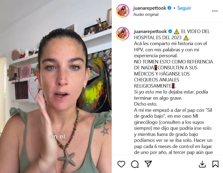 Juana Repetto contó su experiencia con el HPV (Foto: captura de Instagram).