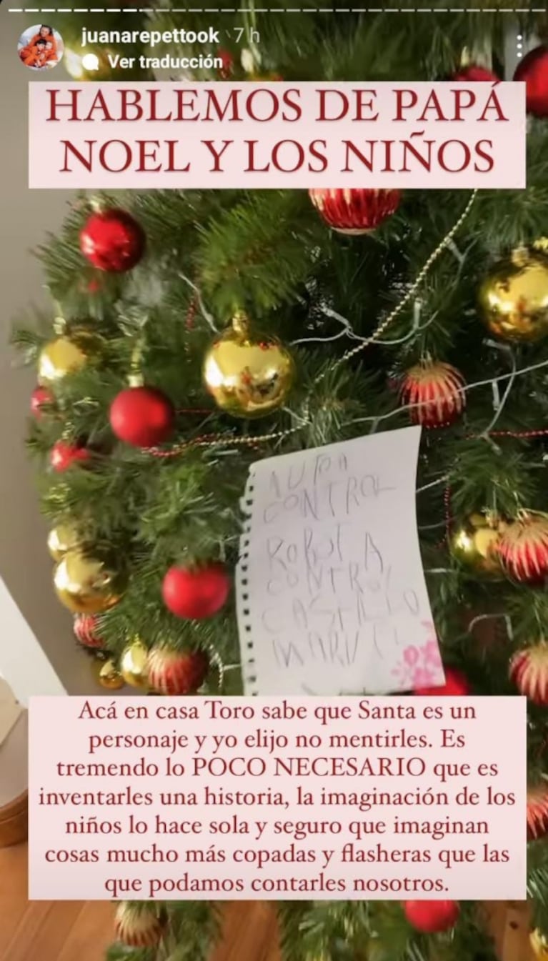 Juana Repetto explicó qué le dice a su hijo sobre Papá Noel: "Sabe que es un personaje"