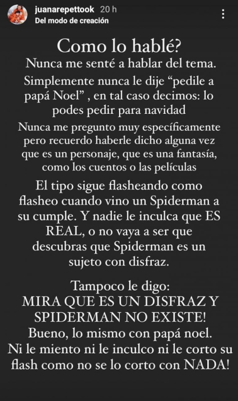 Juana Repetto explicó qué le dice a su hijo sobre Papá Noel: "Sabe que es un personaje"