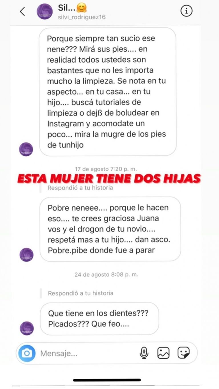 Juana Repetto, furiosa con una mujer que criticó a su hijo: "Le dice tonto, feo y sucio; ¿me ayudan a denunciarla?"