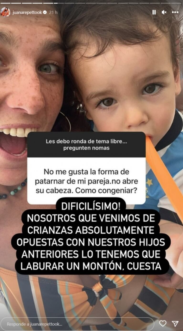 Juana Repetto habló de la distintiva crianza de sus hijos junto a su marido, Sebastián Graviotto: "Es dificilísimo"