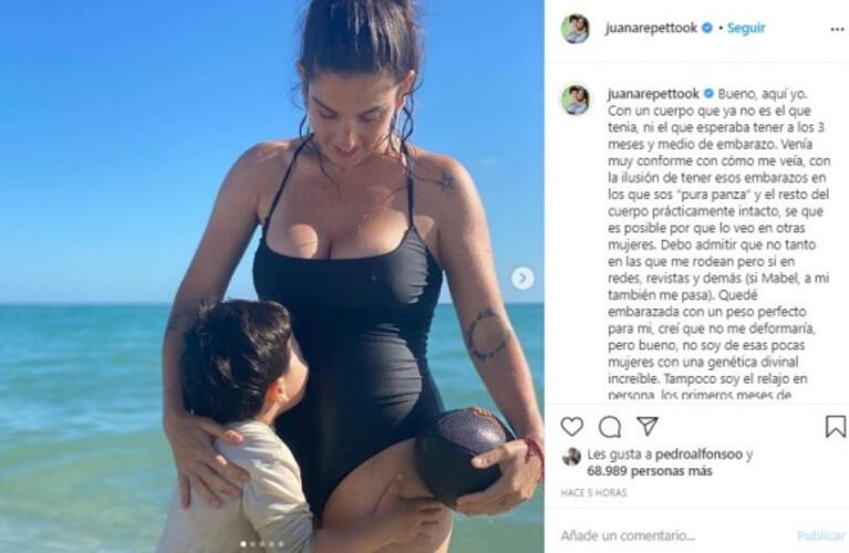 Juana Repetto reflexionó sobre los cambios en su cuerpo por el embarazo: "No soy de esas mujeres con una genética divina"