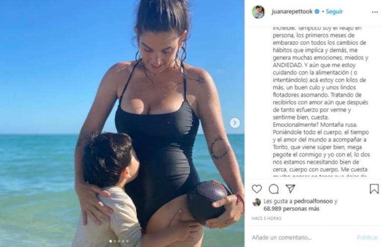 Juana Repetto reflexionó sobre los cambios en su cuerpo por el embarazo: "No soy de esas mujeres con una genética divina"