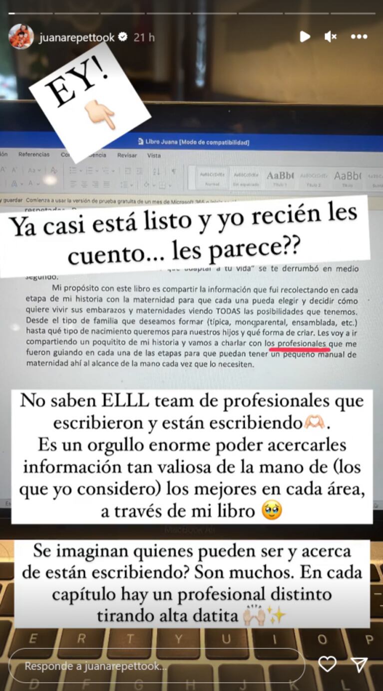 Juana Repetto reveló que está escribiendo un libro: "Para cualquier mujer en proceso de búsqueda"