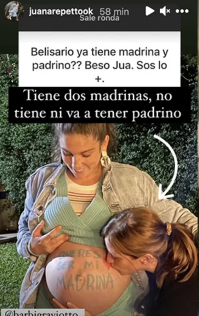 Juana Repetto reveló que su hijo en camino no tendrá padrino: "Tendrá dos madrinas"