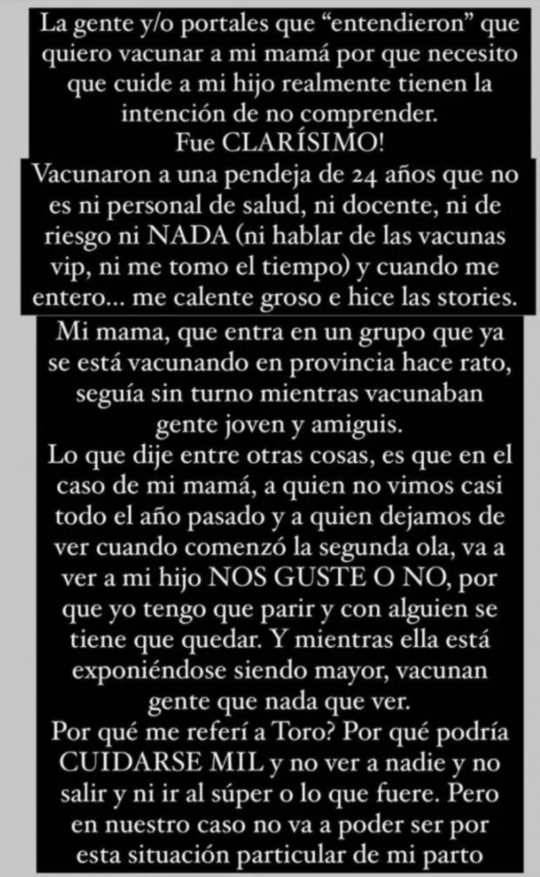 Juana Repetto se enojó por las críticas que recibió tras pedir que vacunen a su mamá: "Va a ver a mi hijo les guste o no"