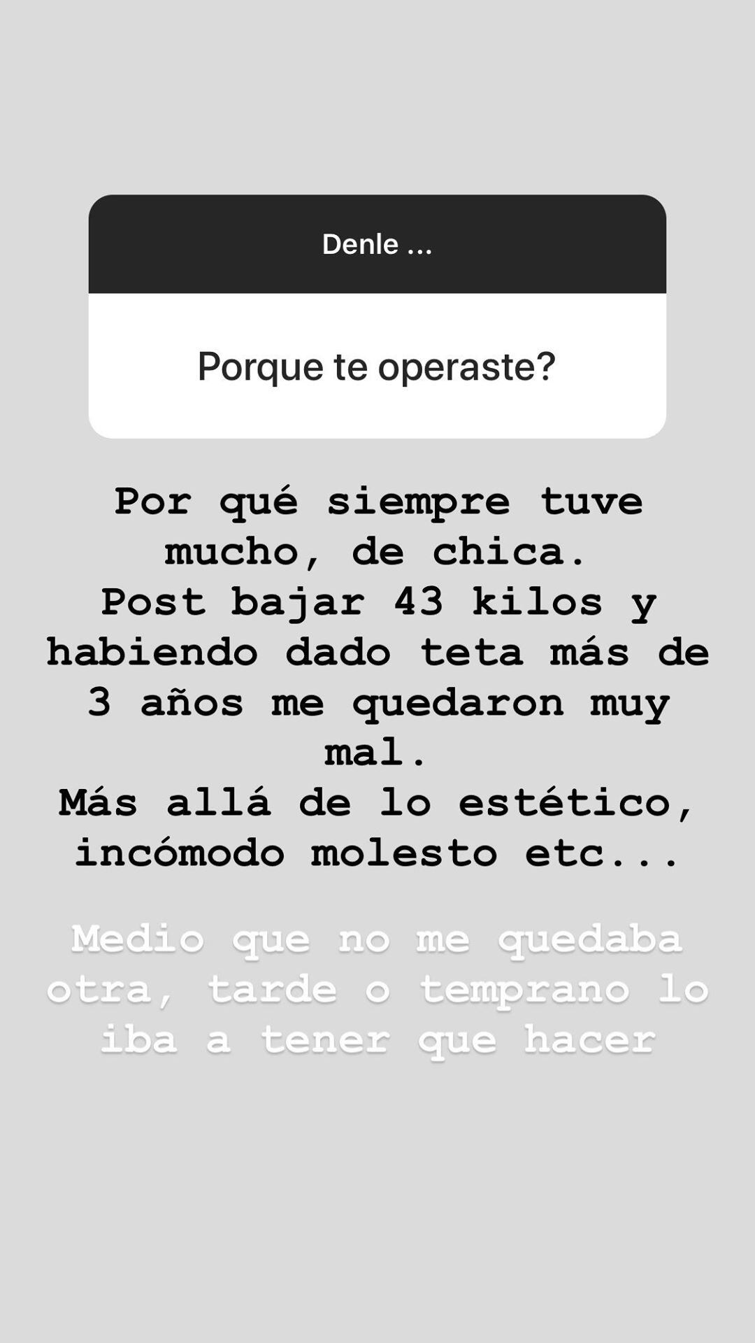 Juana Repetto se hizo las lolas y contó en Instagram por qué tomó la decisión: "Amamanté 3 años y me quedaron muy mal"