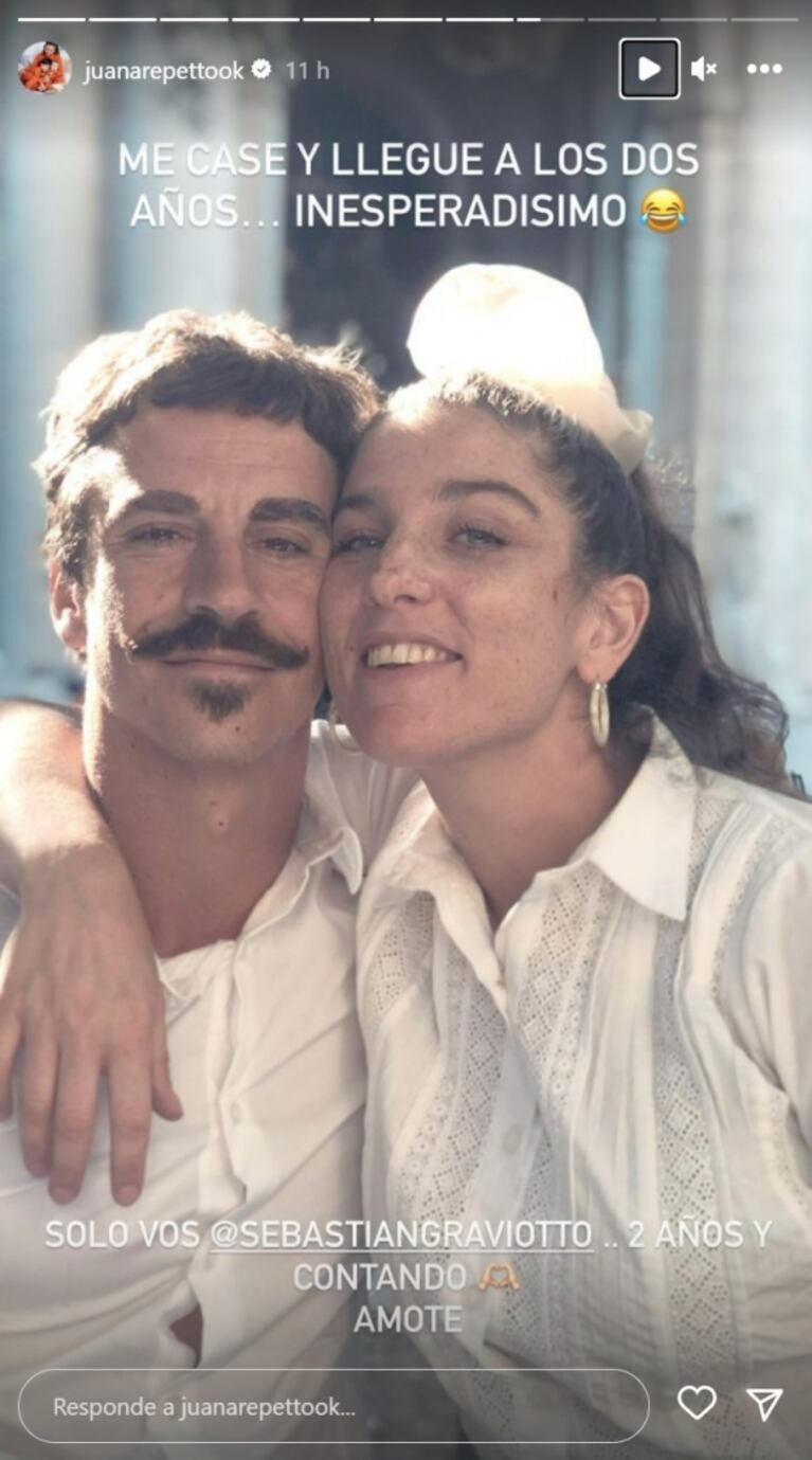 Juana Repetto y Sebastián Graviotto celebraron sus dos años de casados en Uruguay: el álbum de fotos