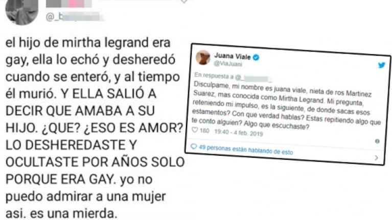 Juana Viale, al cruce de una escandalosa teoría de un seguidor sobre Mirtha Legrand: "¿Con qué verdad hablás?"