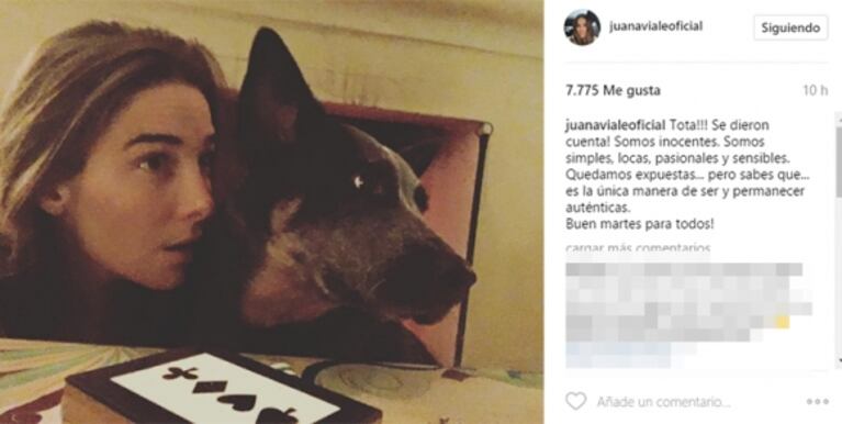 Juana Viale, tras sus fotos a los besos con un misterioso hombre: "¡Se dieron cuenta! Quedé  expuesta. Pero, ¿sabés qué? Es la única manera de ser y permanecer auténtica"