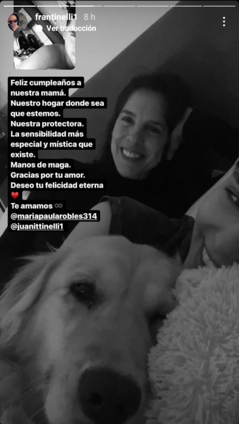 Juanita y Francisco Tinelli le dedicaron dulces posteos a Paula Robles por su cumpleaños