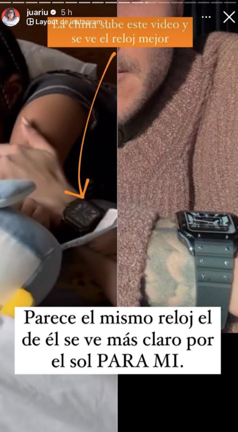 Juariu cree que el reloj que luce China sería de Mauro.
