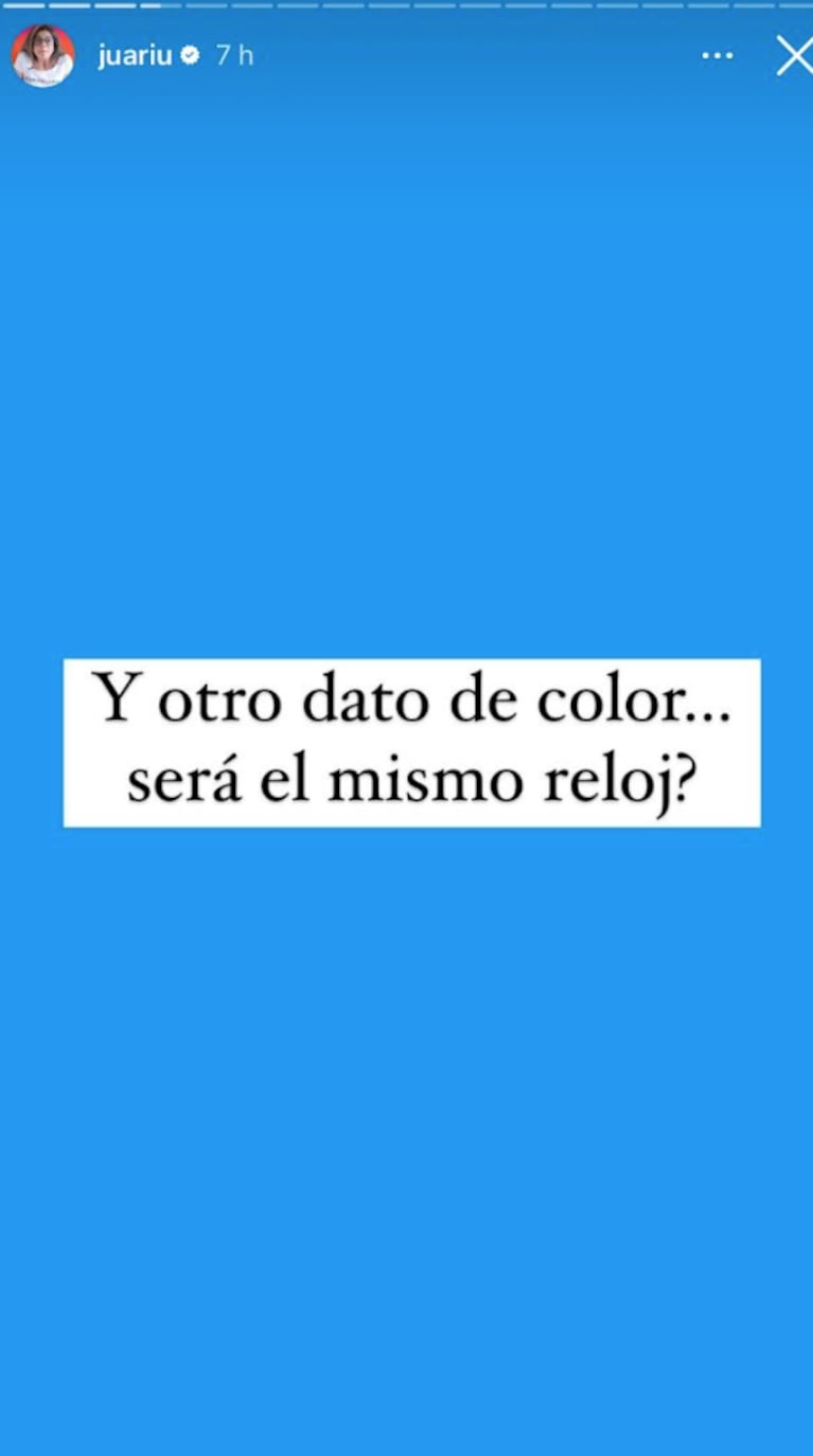 Juariu cree que el reloj que luce China sería de Mauro.