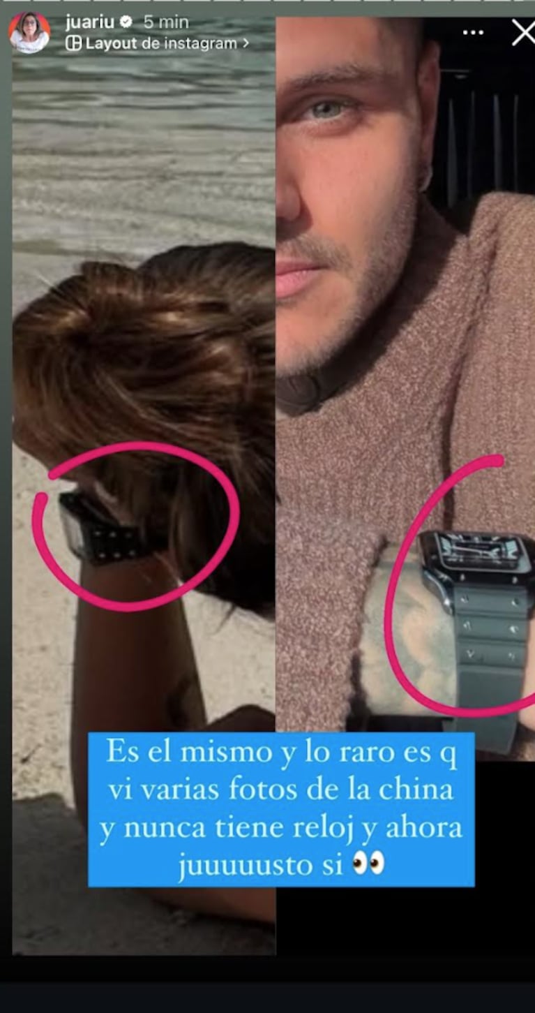 Juariu cree que el reloj que luce China sería de Mauro.
